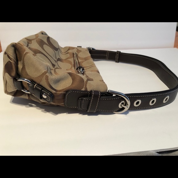 Coach Signature C Tan/Brown Cotton & Leather Bag - Picture 5 of 10